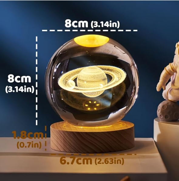 Lampara esfera Saturno cristal