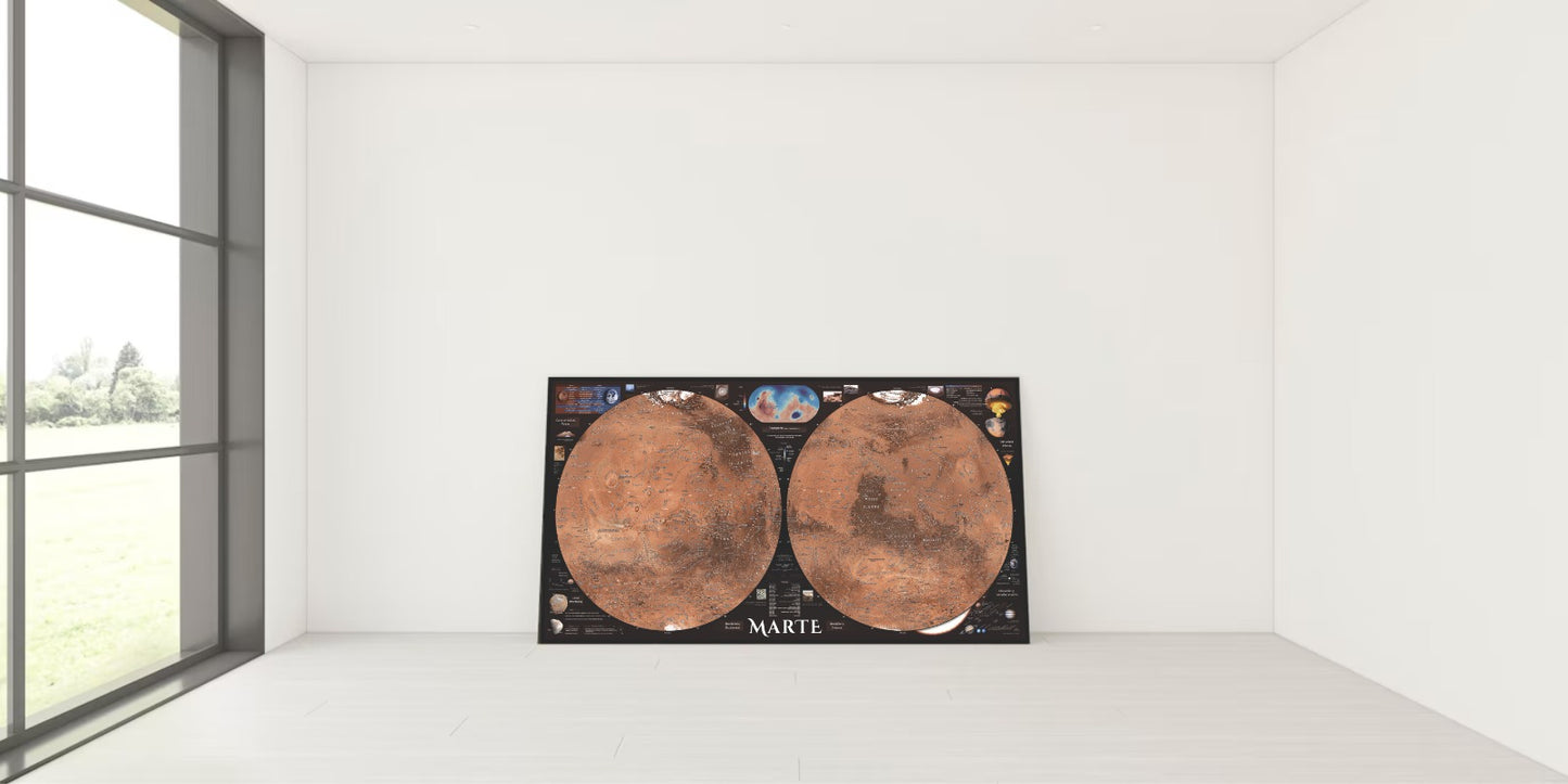 Afiche y mapa de Marte - Hiperrealista.