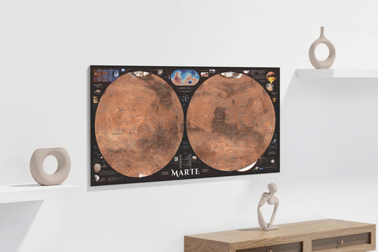 Afiche y mapa de Marte - Hiperrealista.